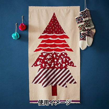 Fabric "Echino (Ethino) cotton linen canvas CHRISTMAS TREE Cut Cloth Approximately 110cm x 60cm Red EKX97900-900B] KOKKA