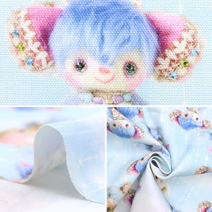 【数量5から】 生地 『オックス モンスタールル Sparkle Lulu Light blue EGXA-9100-4A』 KOKKA コッカ