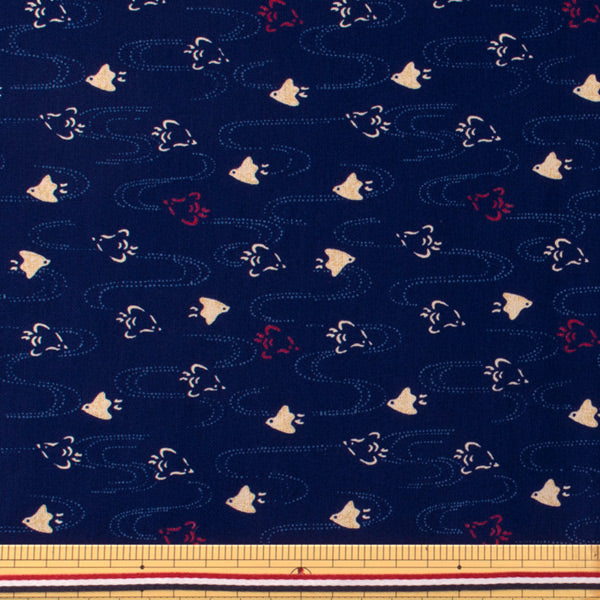 [Quantità da 5] Tessuto "TessutoMotivo pied de poule in stile giapponesefogliStampa blu navy 88222-8-4”