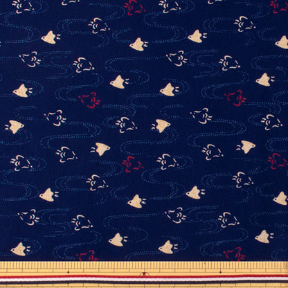 [Quantità da 5] Tessuto "TessutoMotivo pied de poule in stile giapponesefogliStampa blu navy 88222-8-4”