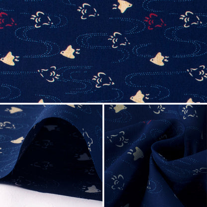 [Quantità da 5] Tessuto "TessutoMotivo pied de poule in stile giapponesefogliStampa blu navy 88222-8-4”