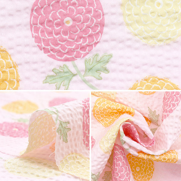 [Cantidad a partir de 5] Tela "Serie de hoyuelos para niños Ripple Ponpon Chrysanthemum Pink ECB-54-P" KIYOHARA