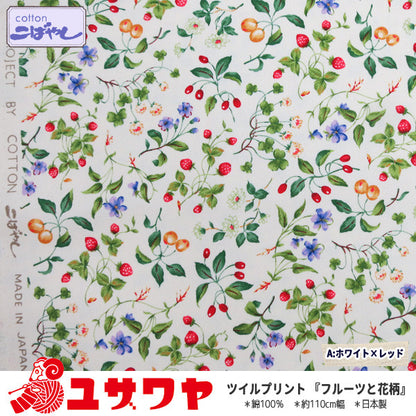 [Quantity from 5] Fabric "Twill Print Fruit & Floral Pattern KSP4894-A" COTTON KOBAYASHI