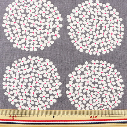 [Quantity from 5] Fabric “Uhayako Cloth No. 10 Canvas Hydrangea Pattern UP5553-F Gray” COTTON KOBAYASHI