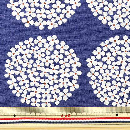 [Quantity from 5] Fabric "Uhayako Cloth No. 10 Canvas Hydrangea Pattern UP5553-I Navy Navy" COTTON KOBAYASHI