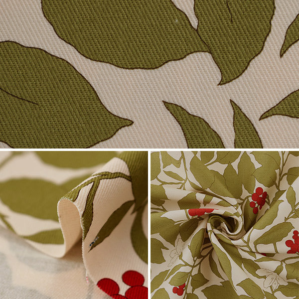 [Quantité à partir de 5] Tissu "Sergé imprimé noix et motif floral vert KSP5541-A » COTTON KOBAYASHI