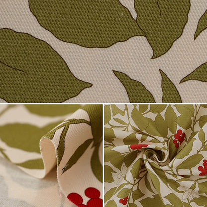 [Quantité à partir de 5] Tissu "Sergé imprimé noix et motif floral vert KSP5541-A » COTTON KOBAYASHI