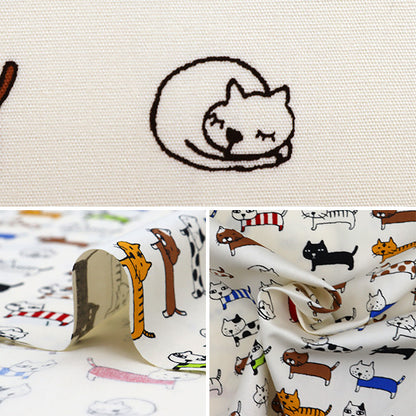 【数量5から】 生地 『ブロード 整列ねこ ホワイト KTS6728-A』 COTTON KOBAYASHI コットンこばやし 小林繊維