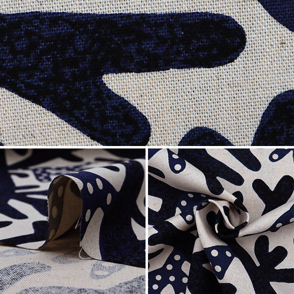 【数量5から】 生地 『う早この布 綿麻キャンバス サンゴ ネイビー×生成 UP5755-B』 COTTON KOBAYASHI コットンこばやし 小林繊維