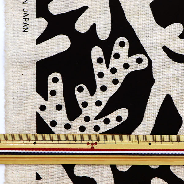 【数量5から】 生地 『う早この布 綿麻キャンバス サンゴ 生成×ブラック UP5755-D』 COTTON KOBAYASHI コットンこばやし 小林繊維