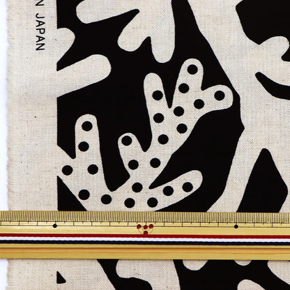 【数量5から】 生地 『う早この布 綿麻キャンバス サンゴ 生成×ブラック UP5755-D』 COTTON KOBAYASHI コットンこばやし 小林繊維