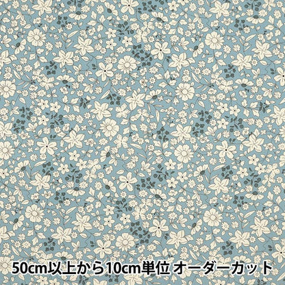 [Quantity from 5] Fabric "Twill print floral pattern blue KTS6640-B" COTTON KOBAYASHI