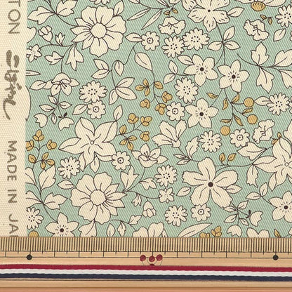 【数量5から】 生地 『ツイルプリント 花柄 ミントグリーン KTS6640-F』 COTTON KOBAYASHI コットンこばやし 小林繊維