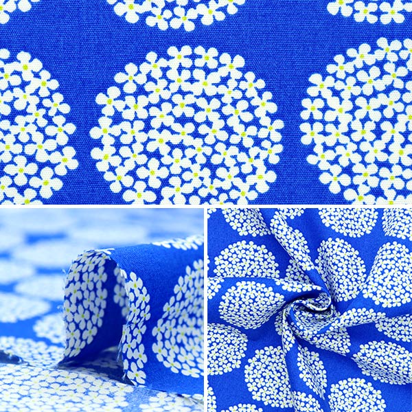 [Quantity from 5] Fabric “Uhayako Cloth Broad Mini Hydrangea Blue UP5790-A" COTTON KOBAYASHI
