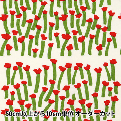 【数量5から】 生地 『う早この布 10番キャンバス カラー花 アカ UP5797-A』 COTTON KOBAYASHI コットンこばやし 小林繊維