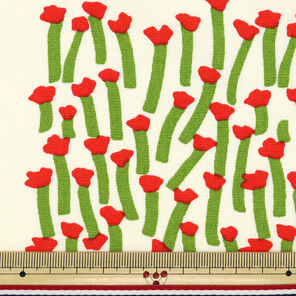 【数量5から】 生地 『う早この布 10番キャンバス カラー花 アカ UP5797-A』 COTTON KOBAYASHI コットンこばやし 小林繊維