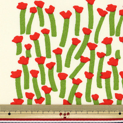 【数量5から】 生地 『う早この布 10番キャンバス カラー花 アカ UP5797-A』 COTTON KOBAYASHI コットンこばやし 小林繊維