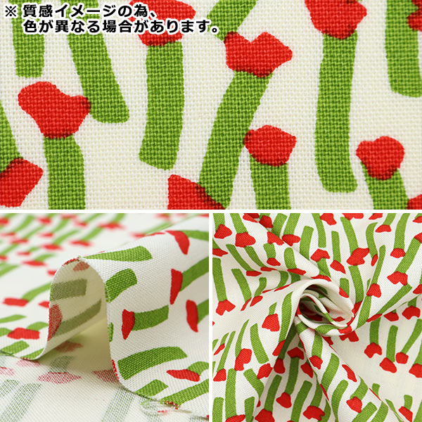 【数量5から】 生地 『う早この布 10番キャンバス カラー花 アカ UP5797-A』 COTTON KOBAYASHI コットンこばやし 小林繊維