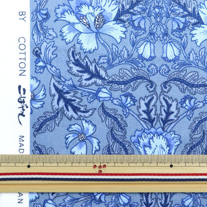【数量5から】 生地 『ツイル 更紗花 グレー KTS6802-C』 COTTON KOBAYASHI コットンこばやし 小林繊維