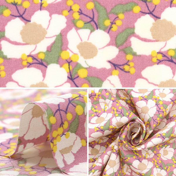 [Quantity from 5] Fabric "Broad floral pink KTS6773-A" COTTON KOBAYASHI