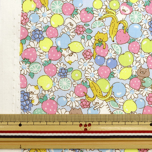 [Quantity from 5] Fabric "Broad Fruit Cat Saxophone KTS6814-C" COTTON KOBAYASHI