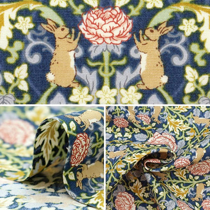 [Quantity from 5] Fabric "Broad Assigned Rabbit Blue KTS6799-C" COTTON KOBAYASHI