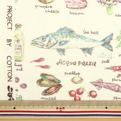 [5부터 시작하는 수량] 천・원단 "10 번 캔버스 레시피 패턴 KTS6845-A" COTTON KOBAYASHI