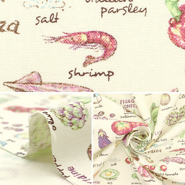 [5부터 시작하는 수량] 천・원단 "10 번 캔버스 레시피 패턴 KTS6845-A" COTTON KOBAYASHI