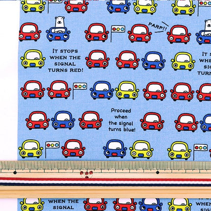 [Quantity from 5] Fabric "Broad Polar Bear Automobile Blue KTS6839-C" COTTON KOBAYASHI
