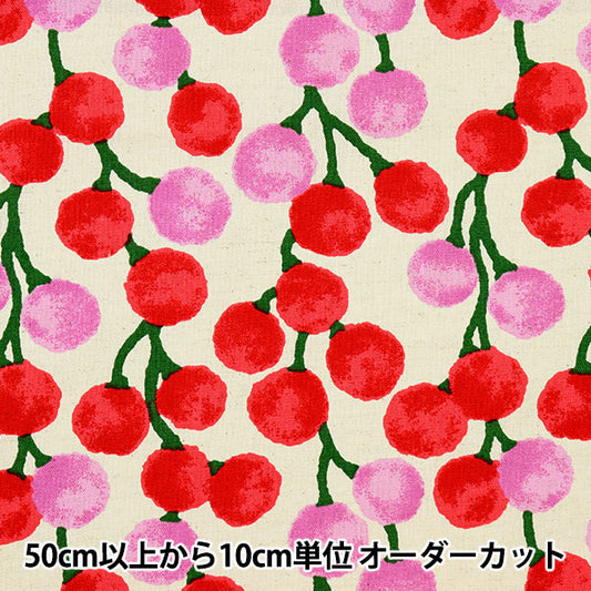 [数量5起] 织物 “Uhayako 布料棉麻帆布麝香象牙色 x 红色 UP5832-B" COTTON KOBAYASHI