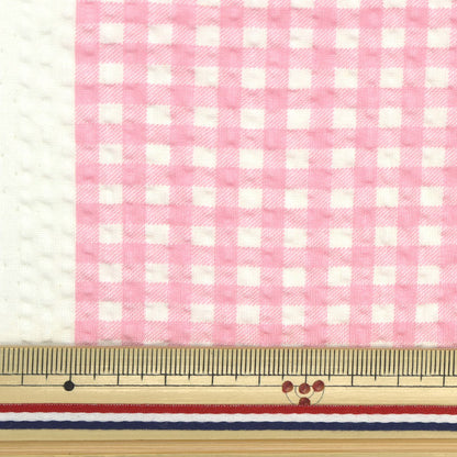 [Quantity from 5] Fabric "Ripple Gingham Check Pattern Pink KTS6853-A" COTTON KOBAYASHI