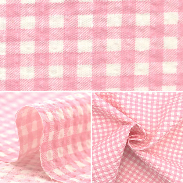 [Quantity from 5] Fabric "Ripple Gingham Check Pattern Pink KTS6853-A" COTTON KOBAYASHI