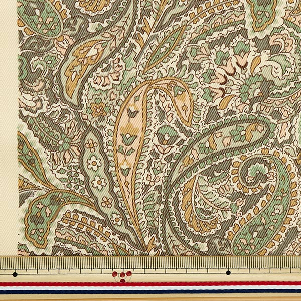 [Anzahl ab 5] Stoff 『Twill Paisley Grün KSP5846-C" COTTON KOBAYASHI