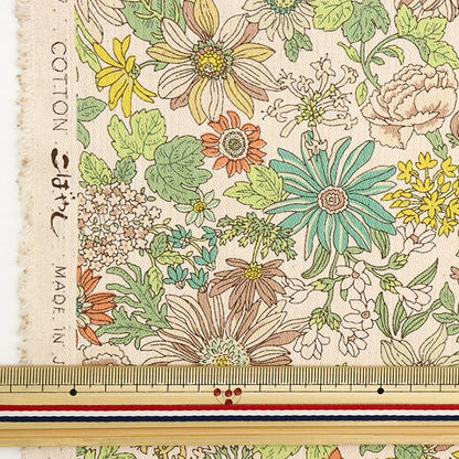 【数量5から】 生地 『ストライプドビー 花柄 イエロー KTS6886-C』 COTTON KOBAYASHI コットンこばやし 小林繊維