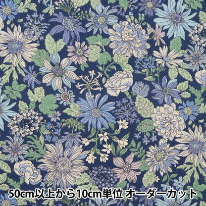 [Quantity from 5] Fabric "Stripe Dobby Floral Pattern Navy KTS6886-E" COTTON KOBAYASHI