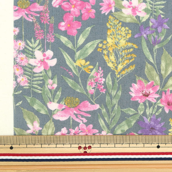 [الكمية تبدأ من 5] الأقمشة "نمط الأزهار المائية العريض الرمادي KTS6904-B" القطن كوباياش القطن كوباياشي النسيج