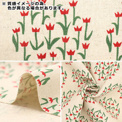 【数量5から】 生地 『綿麻キャンバス フラワーサークル 黒×イエロー KTS6873-E』 COTTON KOBAYASHI コットンこばやし 小林繊維