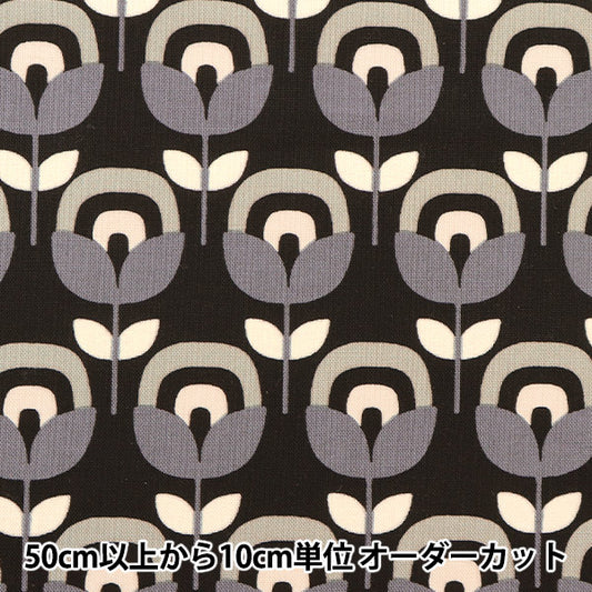[Quantité à partir de 5] Tissu "Toile de coton Rétro Fleur Noir KTS6919-B" COTTON KOBAYASHI