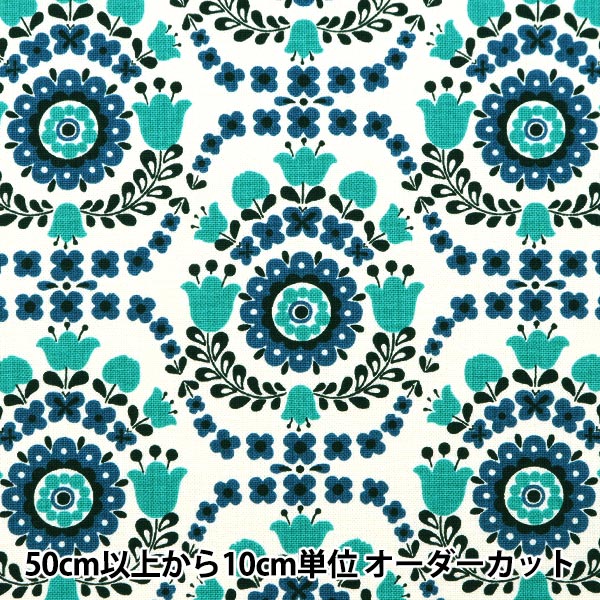[Quantity from 5] Fabric ``Cotton canvas divided tulip blue KTS6952-B" COTTON KOBAYASHI