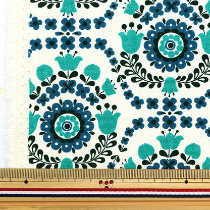 [Quantity from 5] Fabric ``Cotton canvas divided tulip blue KTS6952-B" COTTON KOBAYASHI