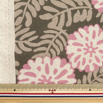 【数量5から】 生地 『綿麻キャンバス 北欧風花柄 ピンク KTS6948-A』 COTTON KOBAYASHI コットンこばやし 小林繊維