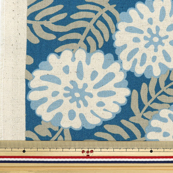【数量5から】 生地 『綿麻キャンバス 北欧風花柄 ブルー KTS6948-B』 COTTON KOBAYASHI コットンこばやし 小林繊維