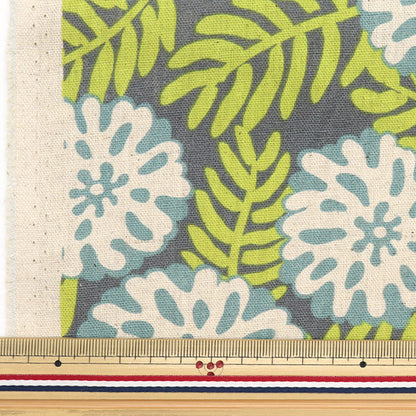 [Quantité à partir de 5] Tissu "Toile Coton Lin Motif Floral Scandinave Gris KTS6948-C" COTTON KOBAYASHI