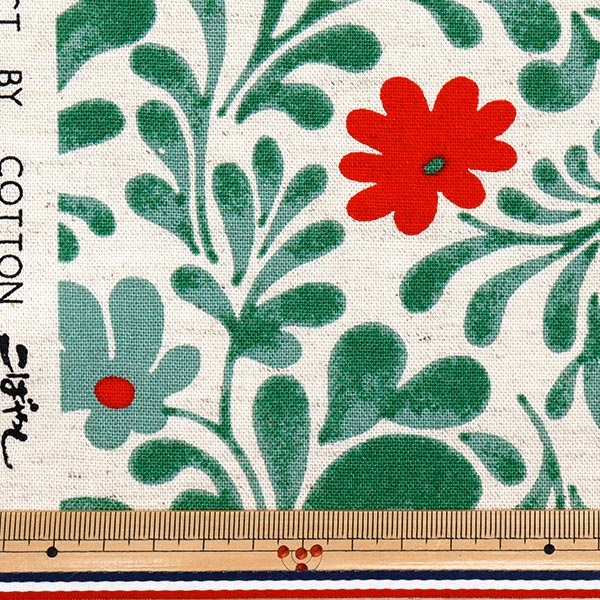 [Menge ab 5] Stoff "Usako-Stoffwatte-Leinen Leinwand Pflanze Kinari X Green Up5875-A" COTTON KOBAYASHI