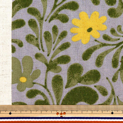 [Quantité à partir de 5] Tissu "Tissu usako, toile de coton et de lin, plante, gris x vert, UP5875-C" COTTON KOBAYASHI