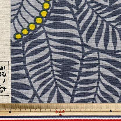 [Quantity starting from 5] Fabric "Usako fabric, cotton, linen canvas, botanical, gray, UP5879-D" COTTON KOBAYASHI
