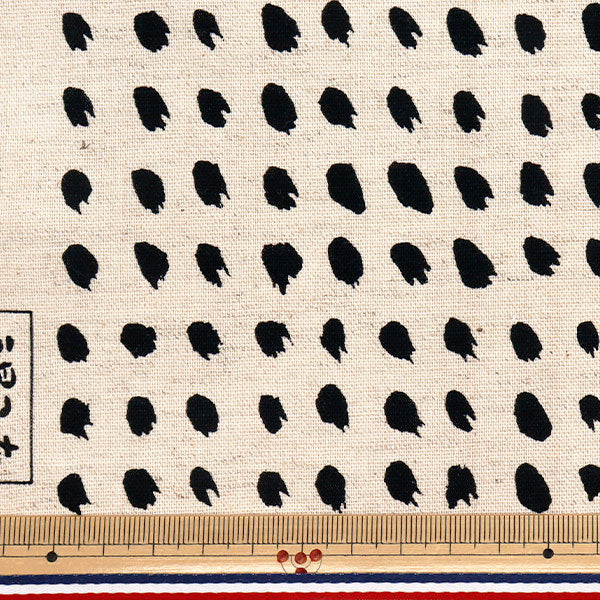 [5부터 시작하는 수량] 천・원단 "Usako Fabric, Cotton, Linen Canvas, Dot Pattern, Kinari X Black, UP5884-A" COTTON KOBAYASHI