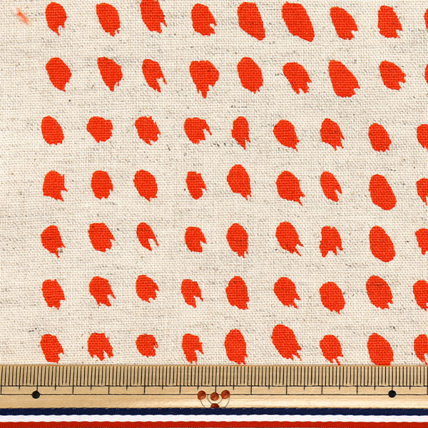 [Quantità a partire da 5] Tessuto "Tessuto usako, cotone, tela di lino, modello a punti, kinari x rosso UP5884-b" COTTON KOBAYASHI