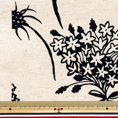 [Quantity starting from 5] Fabric "Usako Cloth Cotton Linen Canvas Shadow Flower Kinari x Black UP5886-A" COTTON KOBAYASHI