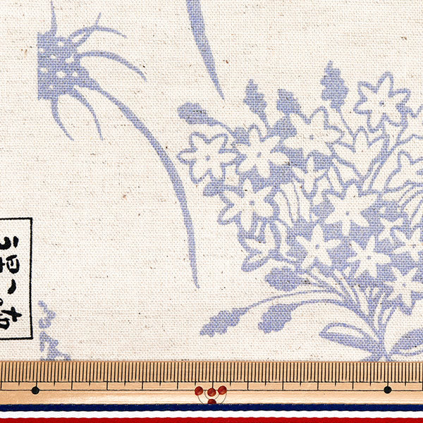 [Quantité à partir de 5] Tissu "Toile en coton usako toile de lin fleur de l'ombre kinari x bleu up5886-b" COTTON KOBAYASHI